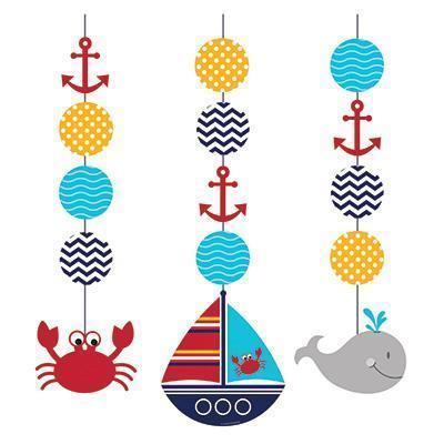 Ahoy Matey Hanging Cutouts-Ahoy Matey Nautical Theme Baby Shower Birthday Supplies-Party Things Canada