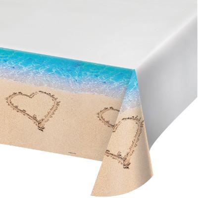 Beach Love Plastic Tablecover-Beach Ocean Themed Wedding Bachelorette Party Supplies-Party Things Canada