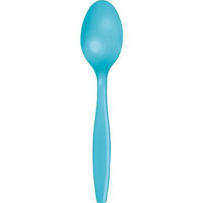 Bermuda Blue Plastic Spoons-Color-Creative Converting-Default-Party Things Canada