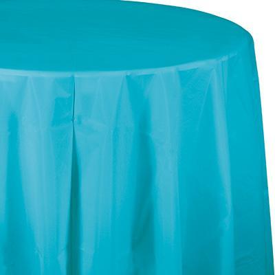 Bermuda Blue Round Plastic Tablecover-Color-Creative Converting-Default-Party Things Canada