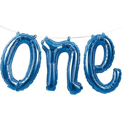 Blue "One" Balloon Banner-Party Things Canada