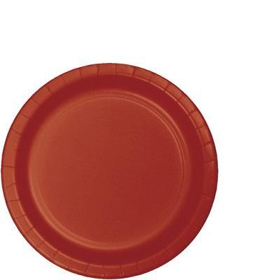Brick Round Paper Luncheon Plates Solid Colors Creative Converting 