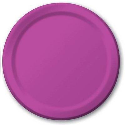 Bright Plum Round Paper Dinner Plates Solid Colors Creative Converting 