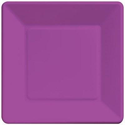 Bright Plum Square Paper Luncheon Plates Solid Colors Creative Converting 