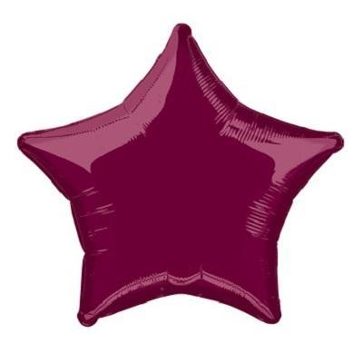 Burgundy Star Shaped Foil Balloon-Metallic Helium Balloons-Party Things Canada