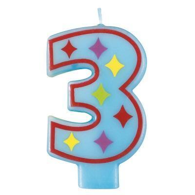 Decorative Numeral '3' Birthday Candle-Age Numbers Birthday Candles-Party Things Canada