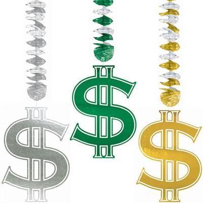 Dollar Sign Dangling Cutouts-Casino Themed Party Supplies and Decorations-Party Things Canada