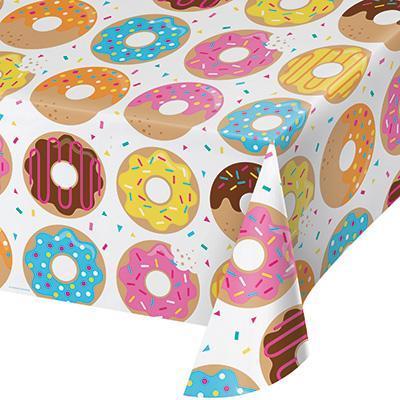 Donut Time Plastic Tablecover-Doughnut Themed Birthday Supplies-Party Things Canada