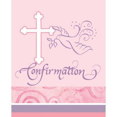 Faithful Dove Pink Confirmation Invitations-Girls Baptism First Communion Party Supplies-Party Things Canada