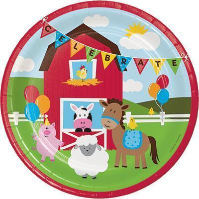 Farmhouse Fun Dinner Plates-Barnyard Farm Animals Themed Birthday Supplies-Party Things Canada