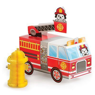 Flaming Fire Truck Centerpiece Set-Firefighters Themed Birthday Supplies-Party Things Canada