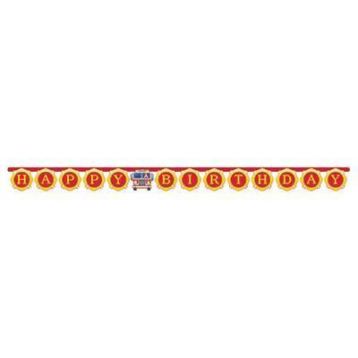 Flaming Fire Truck Jointed Banner-Firefighters Themed Birthday Supplies-Party Things Canada