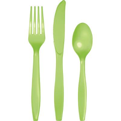 Fresh Lime Assorted Plastic Cutlery-Lime Green Solid Color Tableware-Party Things Canada
