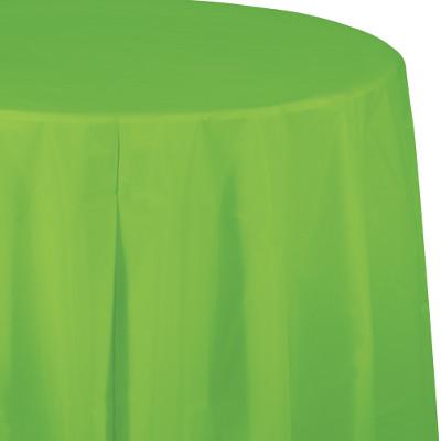 Fresh Lime Round Plastic Tablecover-Lime Green Solid Color Tableware-Party Things Canada