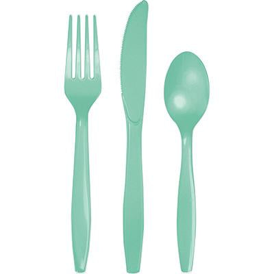 Fresh Mint Assorted Plastic Cutlery-Tiffany Blue Mint Solid Color Tableware-Party Things Canada