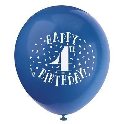 Fun Happy 4th Birthday Assorted Balloons-Age Birthday Latex Balloons-Party Things Canada