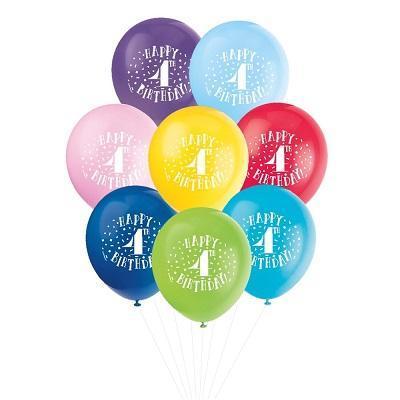Fun Happy 4th Birthday Assorted Balloons-Age Birthday Latex Balloons-Party Things Canada