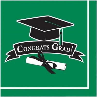 Green School Colors Luncheon Napkins-Green School Graduation Supplies-Party Things Canada