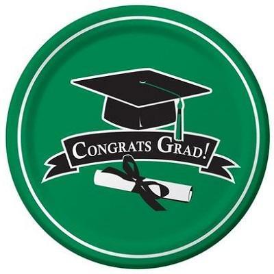 Green School Colors Luncheon Plates-Green School Graduation Supplies-Party Things Canada