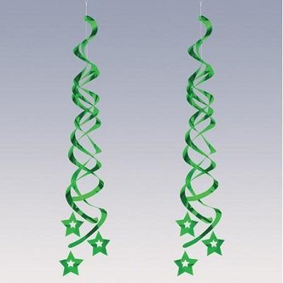 Green Stars Deluxe Party Danglers Hanging Decorations