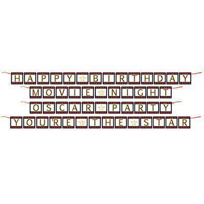 Hollywood Lights Shaped Ribbon Banner-Movie Night Awards Hollywood Themed Birthday Supplies-Party Things Canada