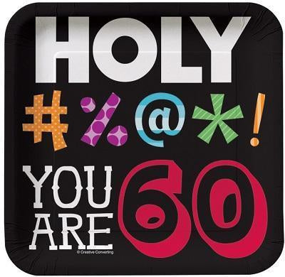 Holy Bleep 'You are 60' Luncheon Plates-Humorous Adults Milestones Birthday Supplies-Party Things Canada