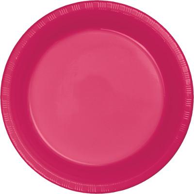 Hot Magenta Plastic Dinner Plates-Dark Pink Fuchsia Magenta Solid Color Tableware-Party Things Canada