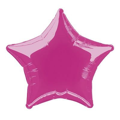 Hot Pink Star Shaped Foil Balloon-Metallic Helium Balloons-Party Things Canada