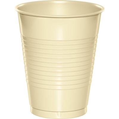 Ivory Plastic 16 Oz Cups-Ivory Solid Solor Tableware-Party Things Canada