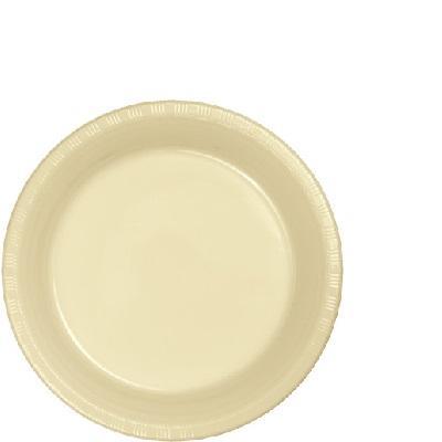 Ivory Plastic Luncheon Plates-Ivory Solid Solor Tableware-Party Things Canada