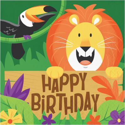 Jungle Safari Happy Birthday Luncheon Napkins-Party Things Canada