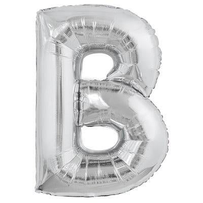 Large "B" Foil Letter Balloon-Letters Silver Metallic Helium Balloons-Party Things Canada