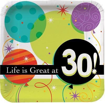 Life is Great '30' Dinner Plates-Adults Milestones Birthday Supplies-Party Things Canada