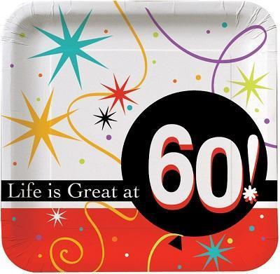 Life is Great '60' Luncheon Plates-Adults Milestones Birthday Supplies-Party Things Canada