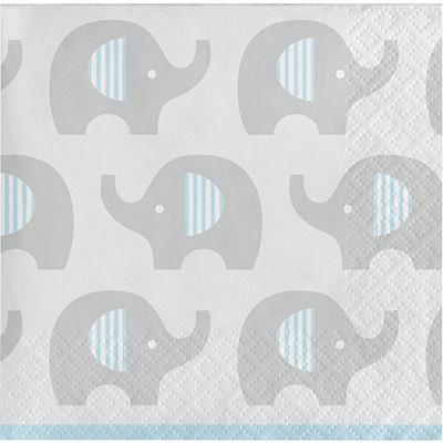 Little Peanut Boy Beverage Napkins-Blue and Gray Elephants Boy Baby Shower Supplies-Party Things Canada