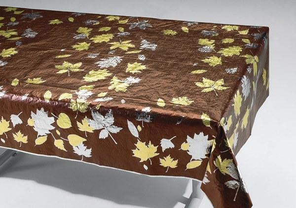Metallic Tablecover Fall Leaf - Brown/Gold