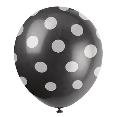Midnight Black Dots Latex Balloons-Polka Dots Latex Balloons-Party Things Canada