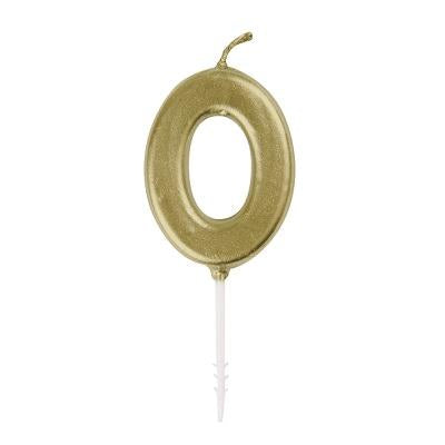 Mini Gold Number 0 Pick Birthday Candle-Age Number Shaped Birthday Candles-Party Things Canada
