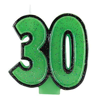 Numeral 30th Glitter Candle-Age Numbers Birthday Candles-Party Things Canada