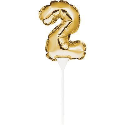 Numeral Balloon "2" Gold Cake Topper-Cake Toppers Balloon Numbers-Party Things Canada