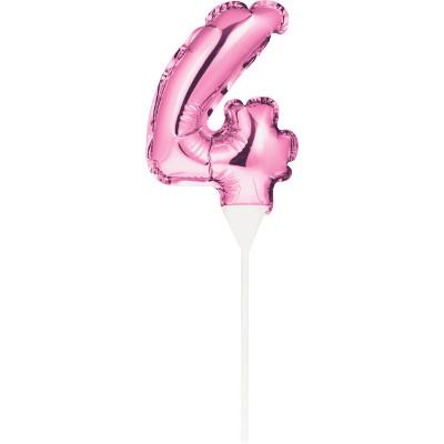 Numeral Balloon "4" Pink Cake Topper-Cake Toppers Balloon Numbers-Party Things Canada
