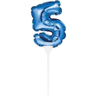 Numeral Balloon "5" Blue Cake Topper-Cake Toppers Balloon Numbers-Party Things Canada
