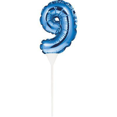 Numeral Balloon "9" Blue Cake Topper-Cake Toppers Balloon Numbers-Party Things Canada