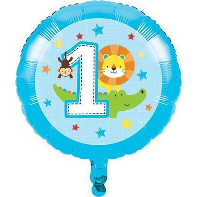 One is Fun Boy Metallic Balloon-Boy Jungle Themed First Birthday Supplies-Party Things Canada