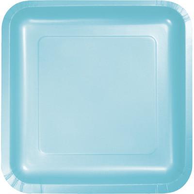 Pastel Blue Square Paper Luncheon Plates-Pastel Light Baby Blue Solid Color Tableware-Party Things Canada