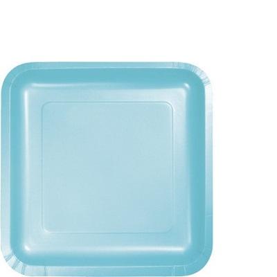 Pastel Blue Square Paper Luncheon Plates-Pastel Light Baby Blue Solid Color Tableware-Party Things Canada