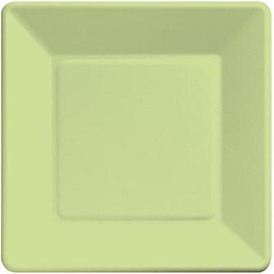 Pistachio Square Paper Luncheon Plates-Pistachio Green Solid Color Tableware-Party Things Canada