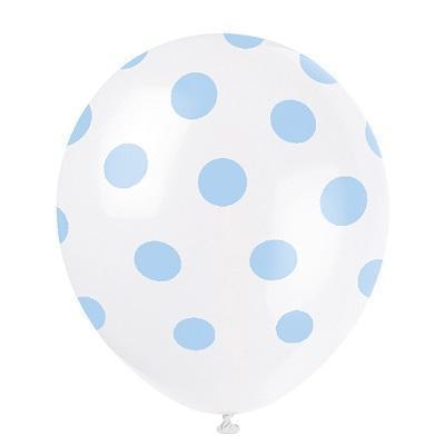 Powder Blue Dots Latex Balloons-Polka Dots Latex Balloons-Party Things Canada