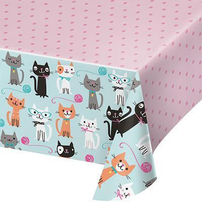 Purr-Fect Party Plastic Tablecover-Cat Kittens Themed Girl Birthday Supplies-Party Things Canada