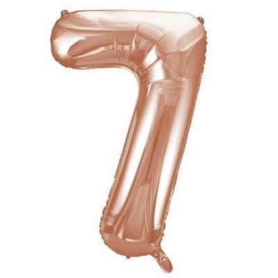 Rose Gold "7" Foil Numeral Balloon-Numbers Age Metallic Helium Balloons-Party Things Canada